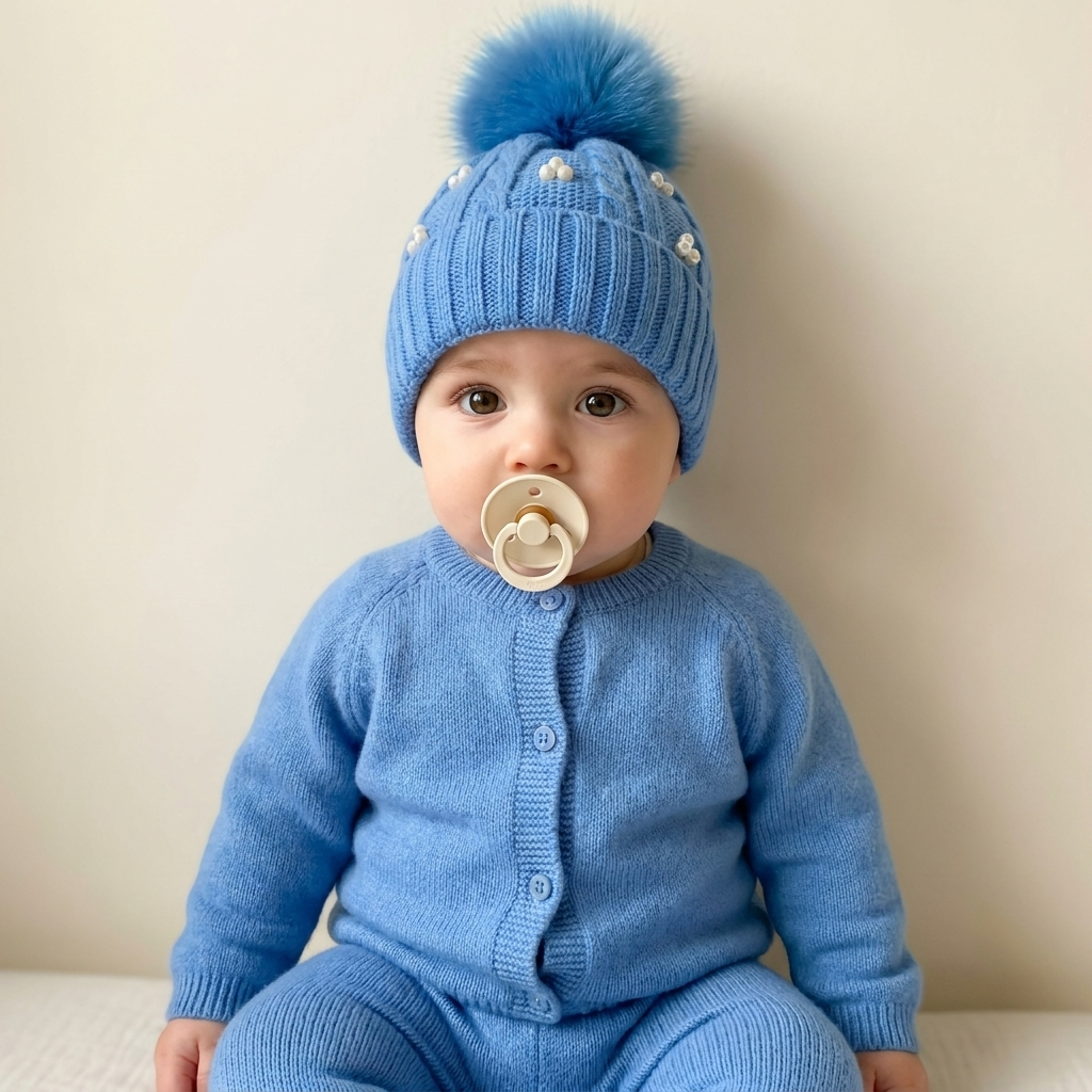 Pearl Pom-Pom Knitted Winter Cap – 6 Colors