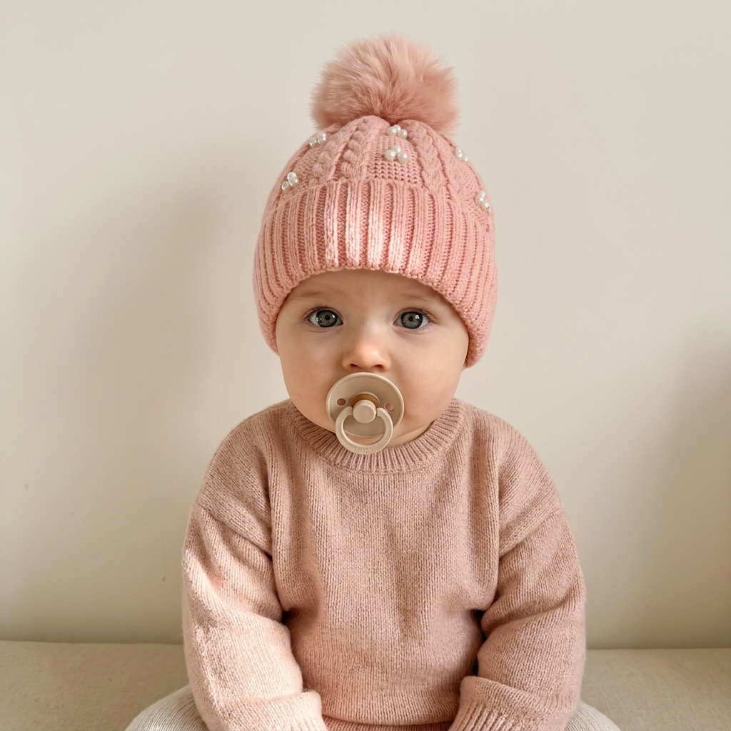 Pearl Pom-Pom Knitted Winter Cap – 6 Colors