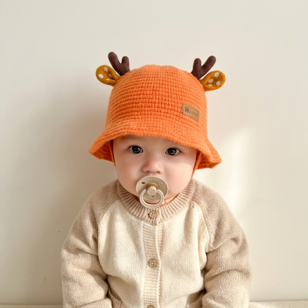 Cute Deer Antler Knitted Baby Winter Cap – 7 Colors