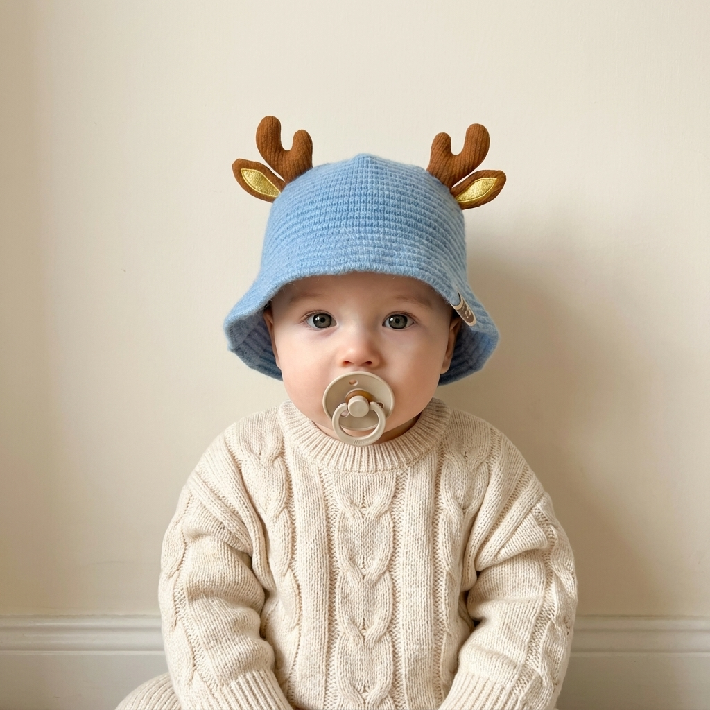 Cute Deer Antler Knitted Baby Winter Cap – 7 Colors