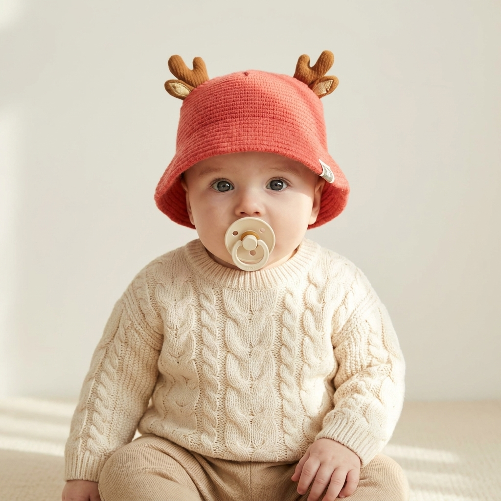 Cute Deer Antler Knitted Baby Winter Cap – 7 Colors