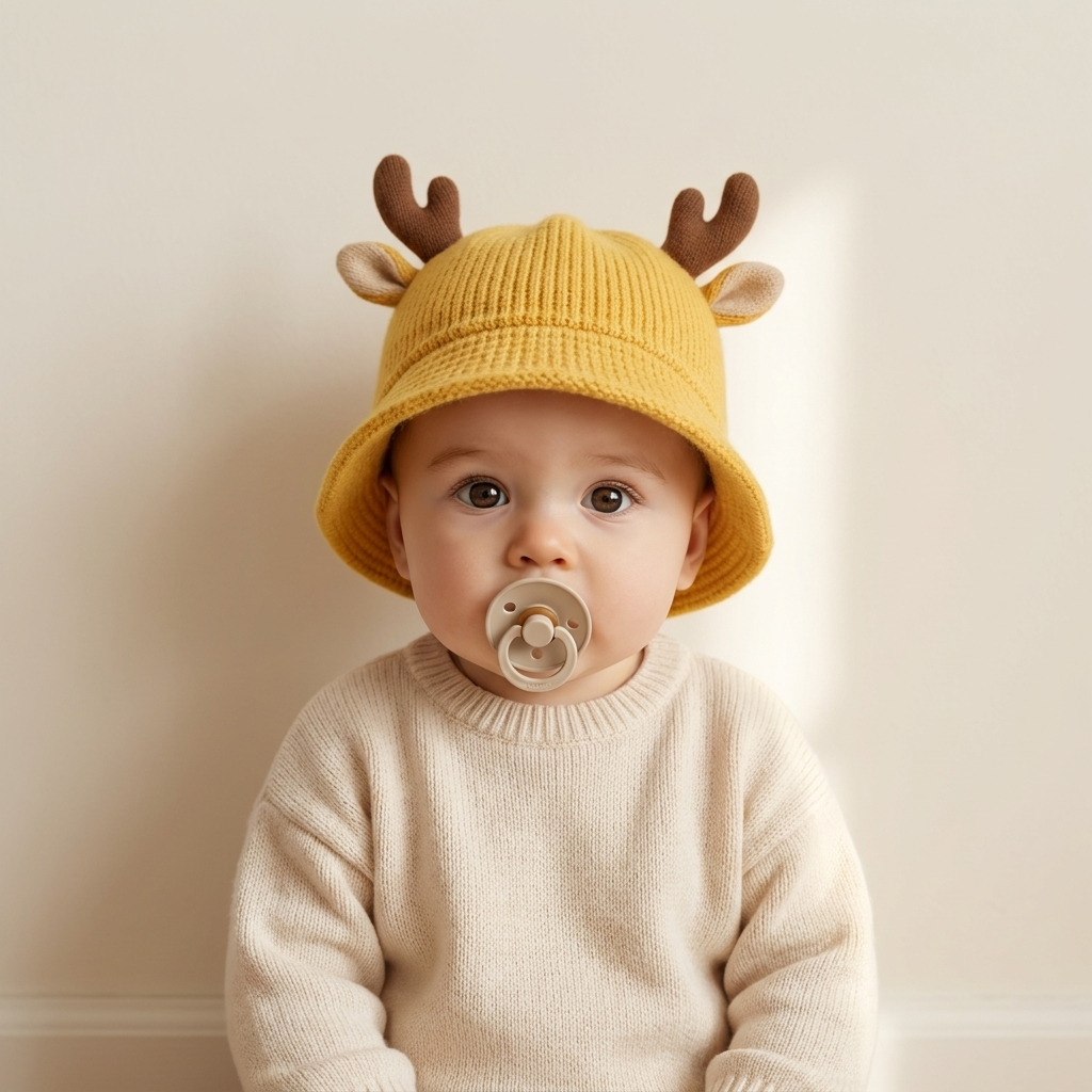 Cute Deer Antler Knitted Baby Winter Cap – 7 Colors