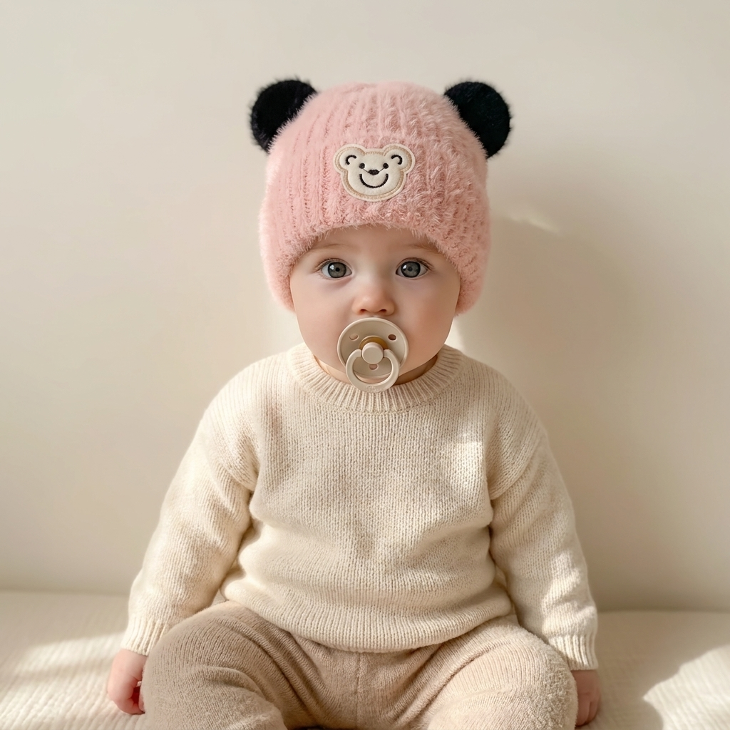 Bear Ear Fuzzy Kids Winter Cap – 6 Colors