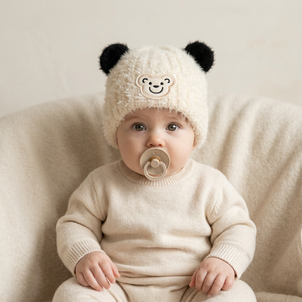 Bear Ear Fuzzy Kids Winter Cap – 6 Colors