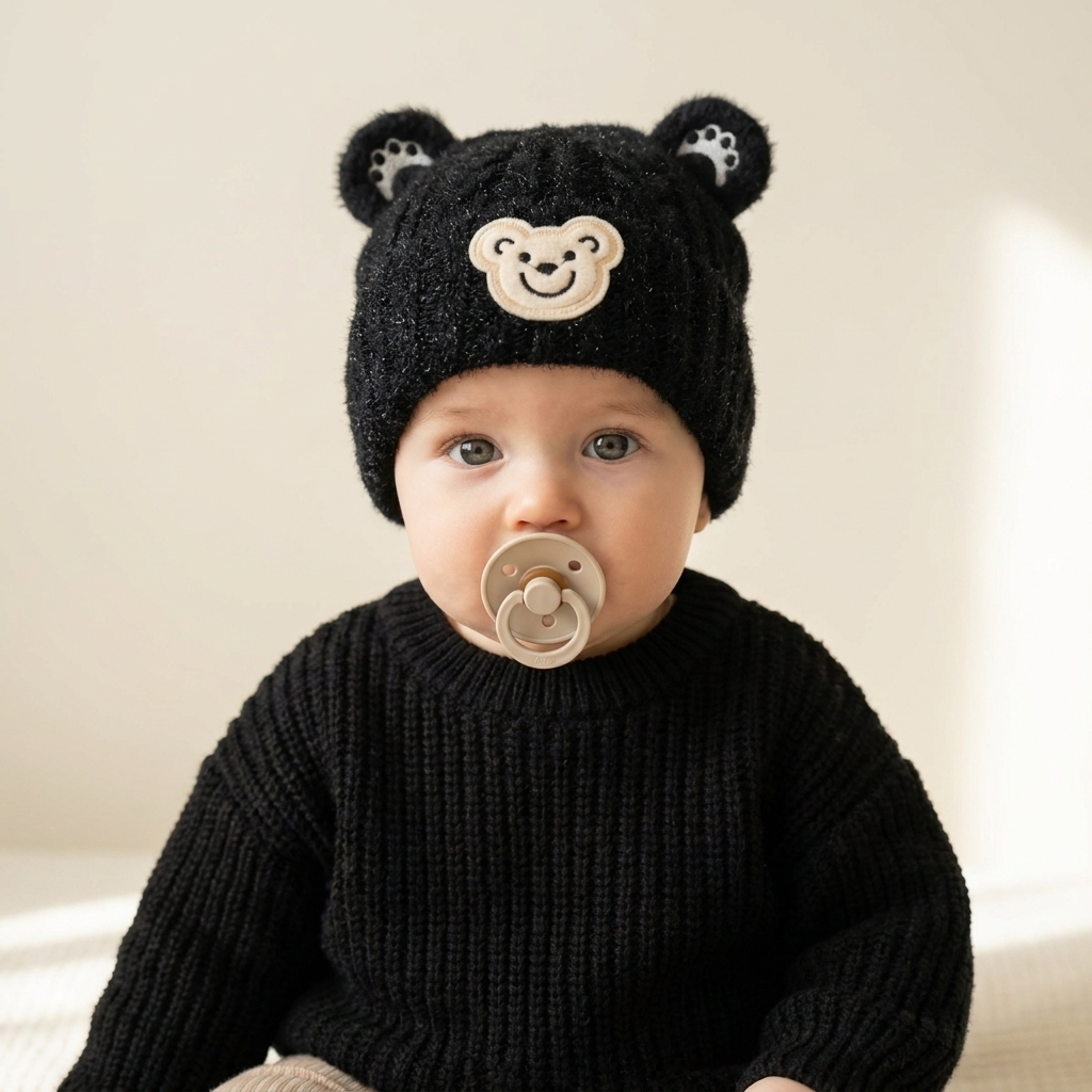Bear Ear Fuzzy Kids Winter Cap – 6 Colors