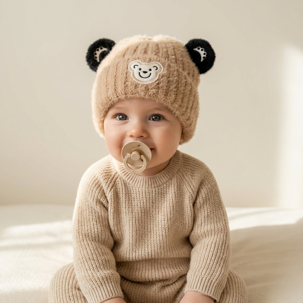 Bear Ear Fuzzy Kids Winter Cap – 6 Colors
