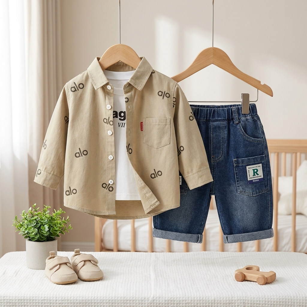 Boys 3-Piece Shirt & Denim Pants Set – 2 Colors