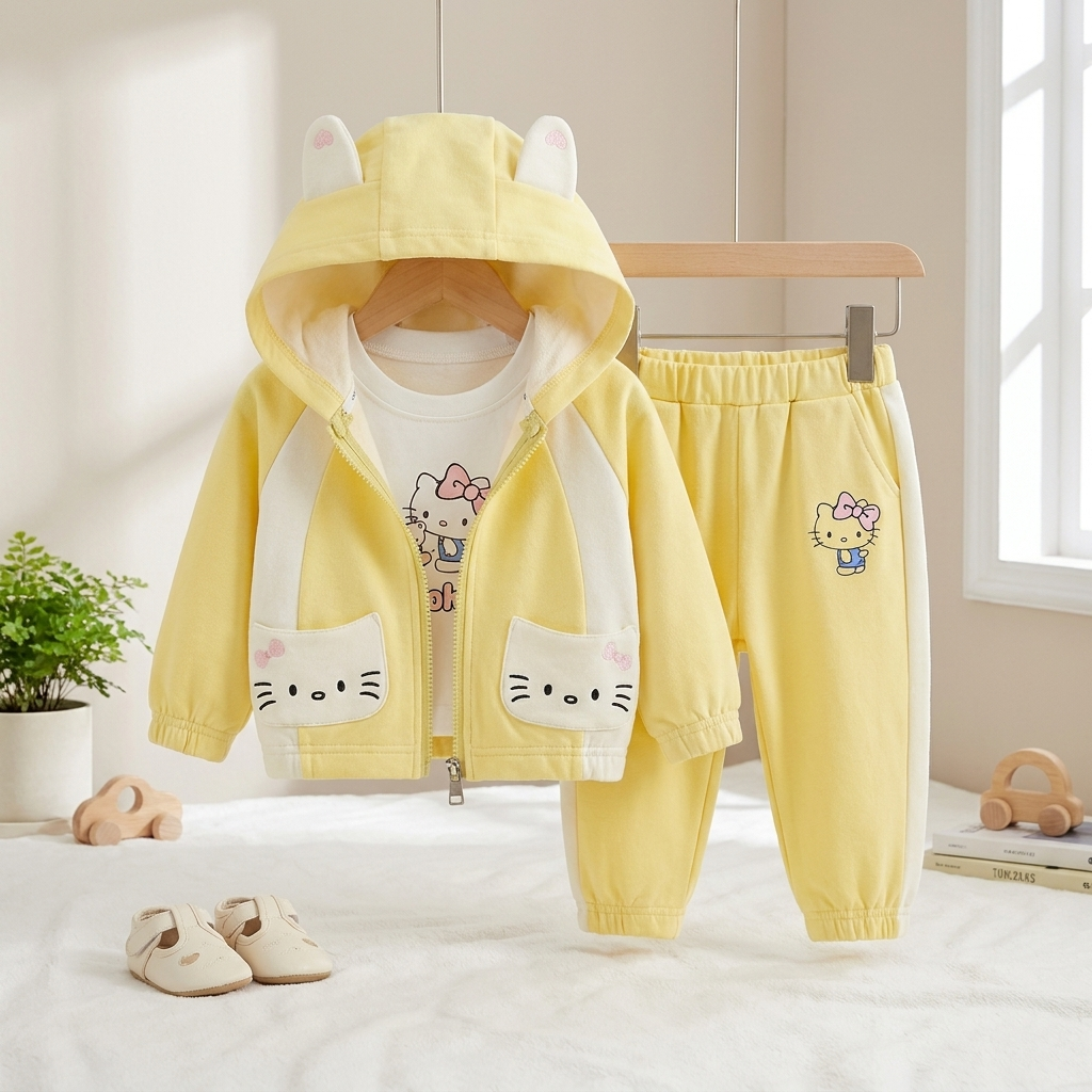 Girls Character Hoodie 3-Piece Tracksuit – 4 Colors