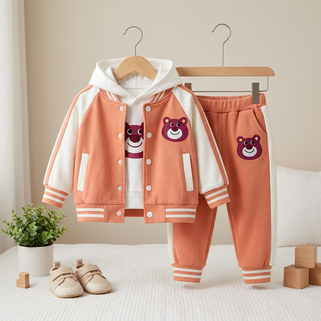 Bear Varsity Hoodie 3-Piece Kids Tracksuit – 3 Colors