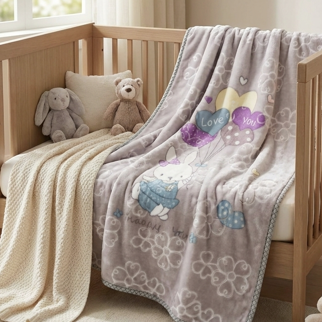 Love Bunny Plush Baby Blanket – 39–49 Inches