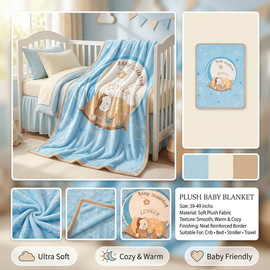 Sleeping Baby Plush Blanket – 39–49 Inches