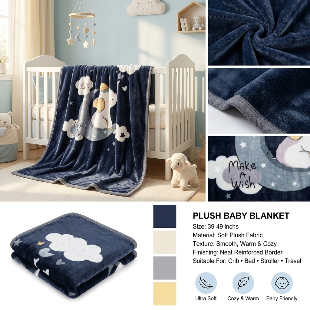 Make A Wish Plush Baby Blanket – 39–49 Inches