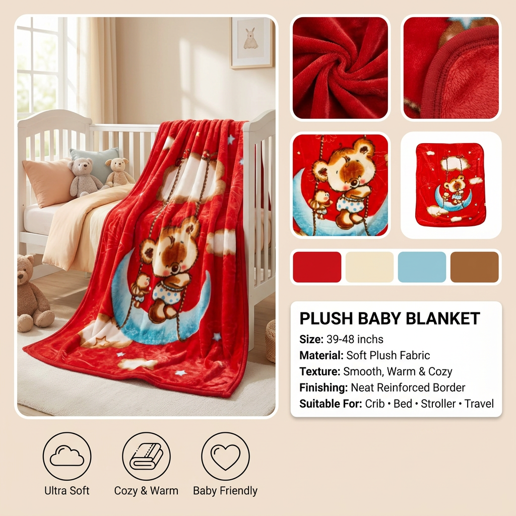 Ultra Soft Plush Baby Blanket – 39–48 Inches