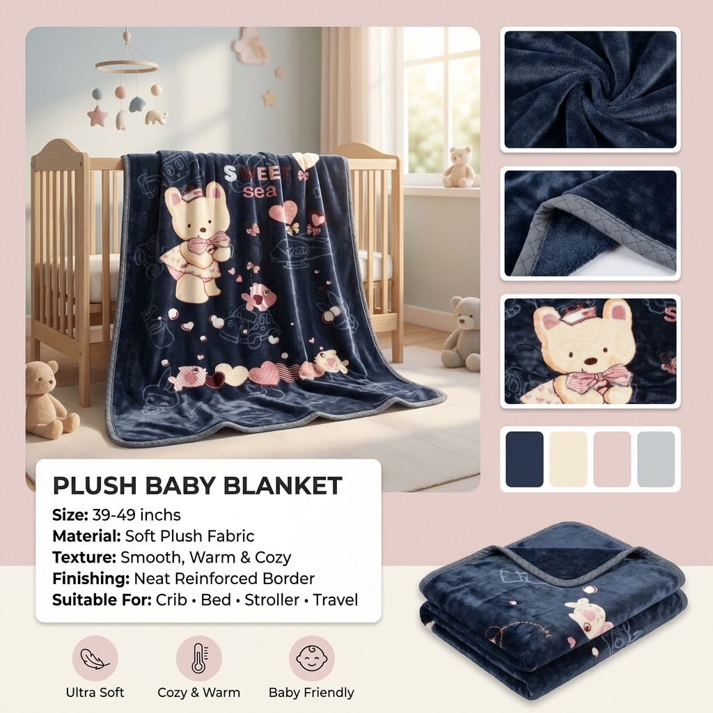 Sweet Bunny Plush Baby Blanket – 39–49 Inches