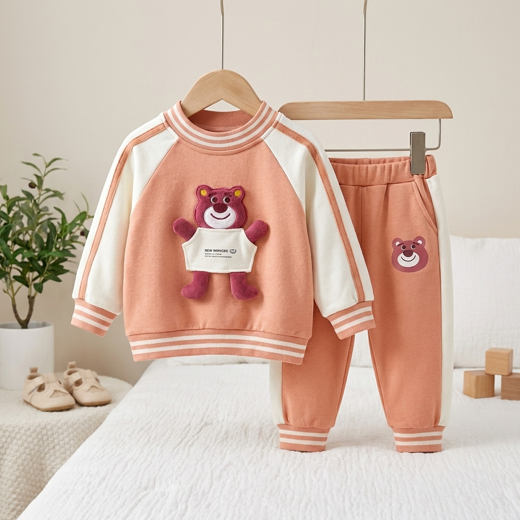 Bear Varsity Hoodie 3-Piece Kids Tracksuit – 3 Colors