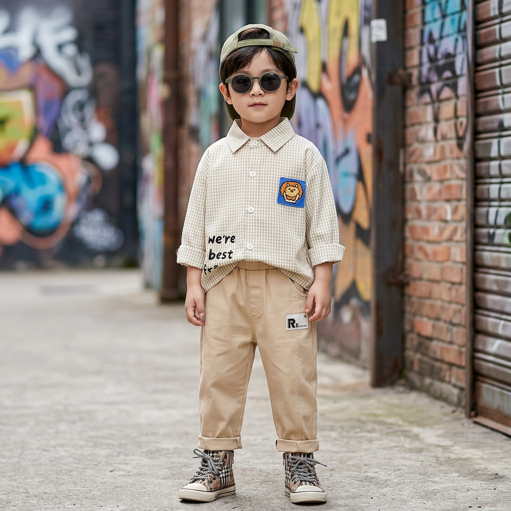 Boys Check Shirt & Pants 2PC Set – 2 Colors