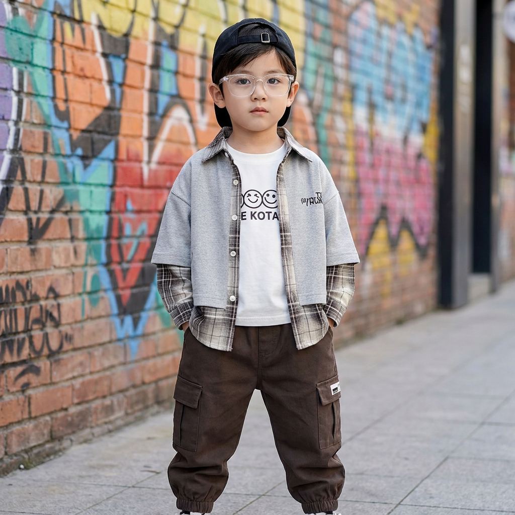 Boys Layered Shirt, T-Shirt & Cargo Pants 3PC Set – 2 Colors