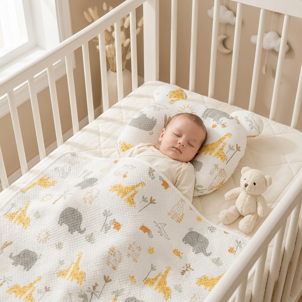 Safari Animals Baby Bedding Set with Bear Pillow