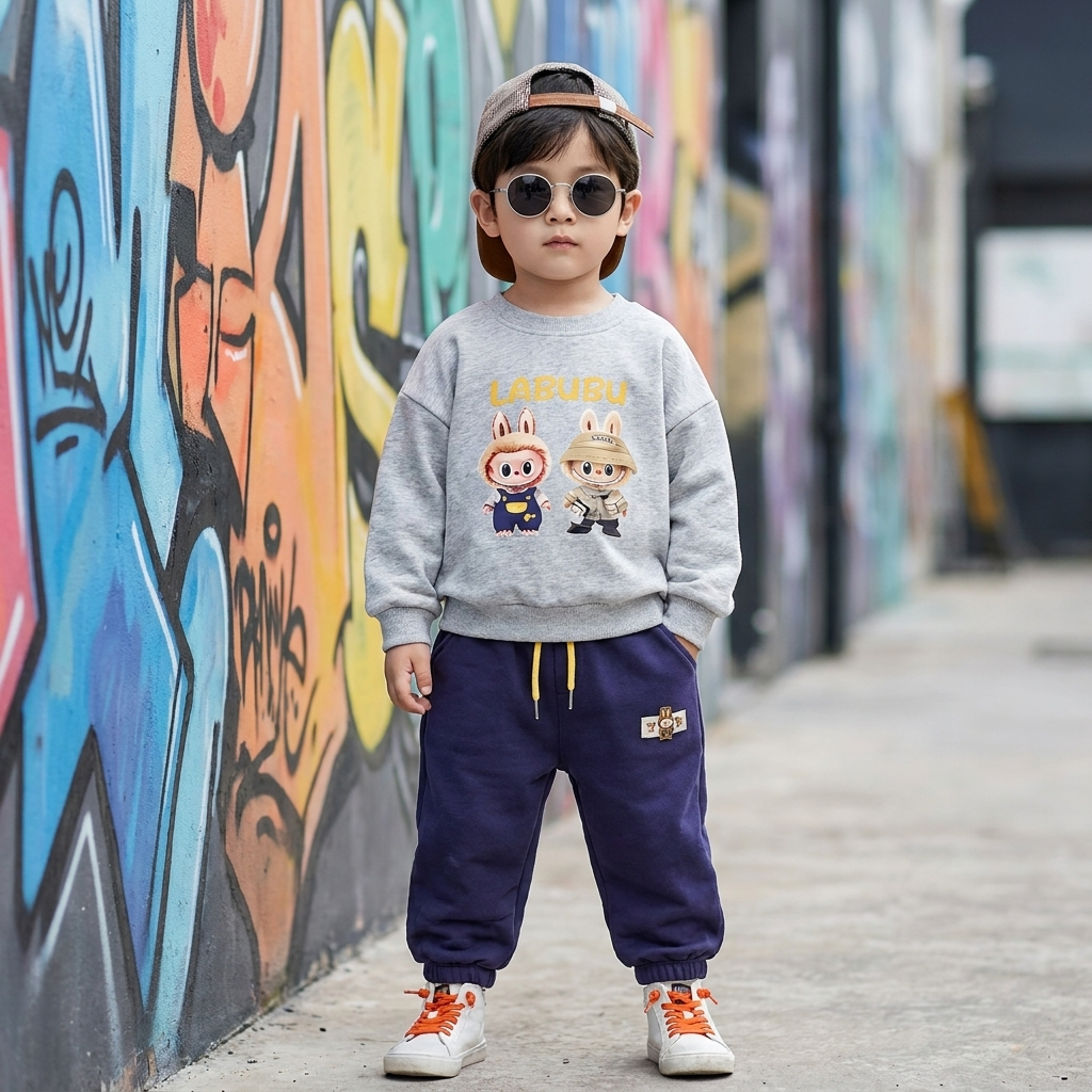 Kids Cartoon Sweatshirt & Jogger Set – 2 Pc | 2 Colors
