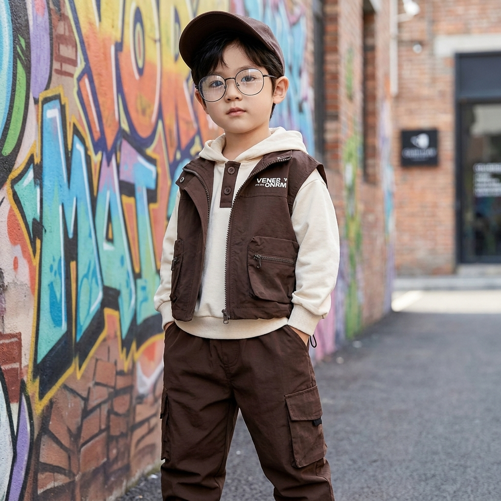 Boys Utility Vest Hoodie 3-Piece Set – 3 Colors