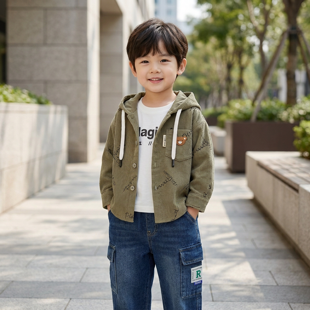 Boys 3-Piece Hooded Shirt & Denim Pants Set – 3 Colors