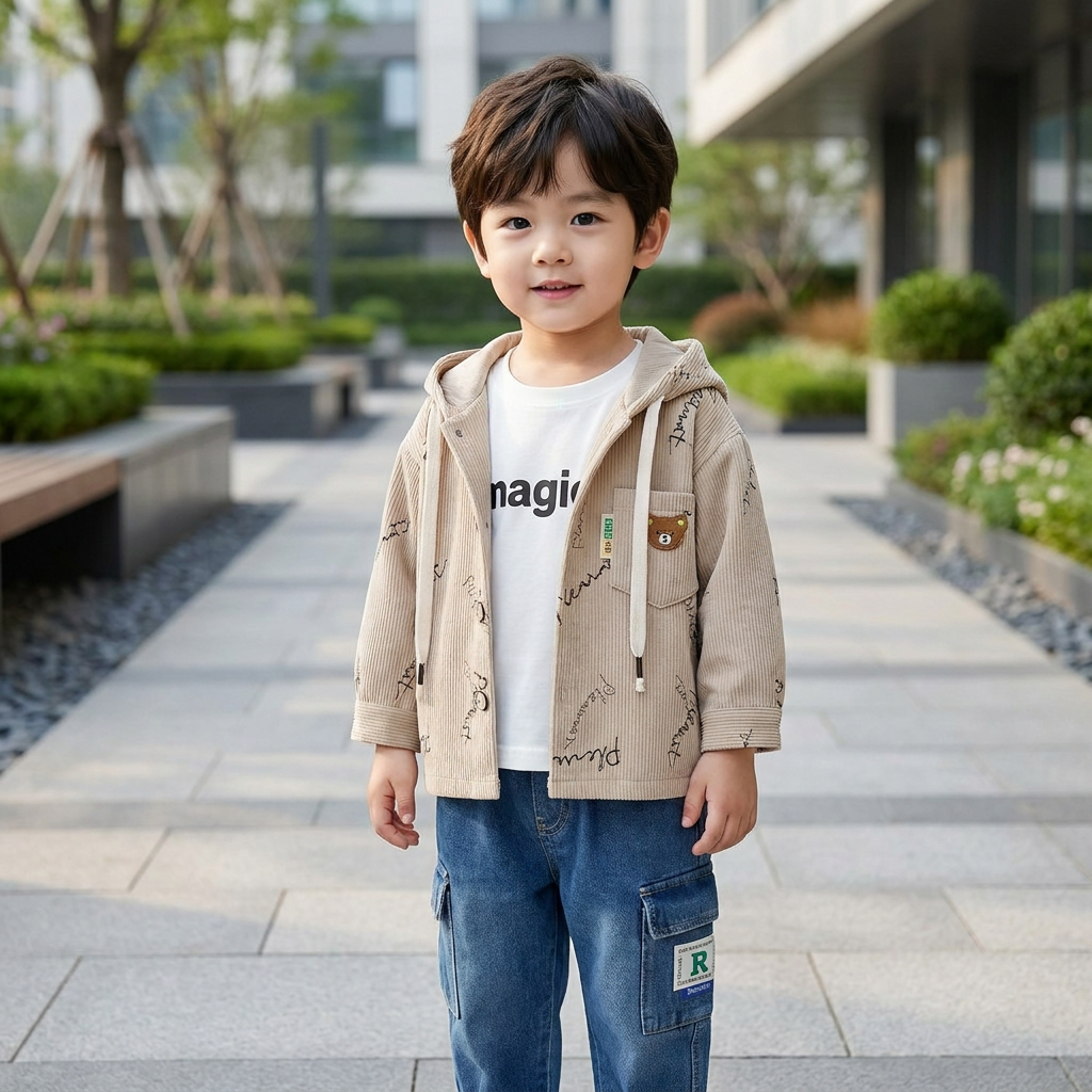Boys 3-Piece Hooded Shirt & Denim Pants Set – 3 Colors