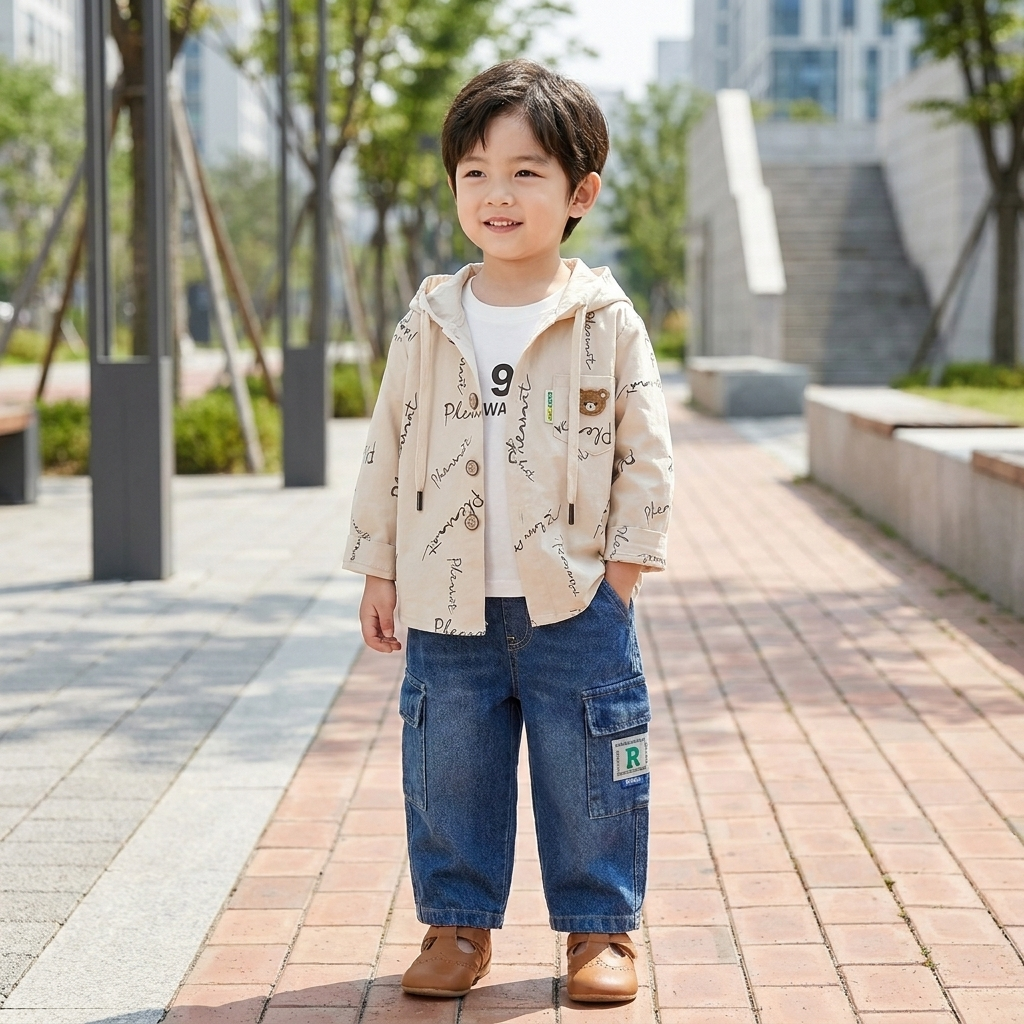 Boys 3-Piece Hooded Shirt & Denim Pants Set – 3 Colors