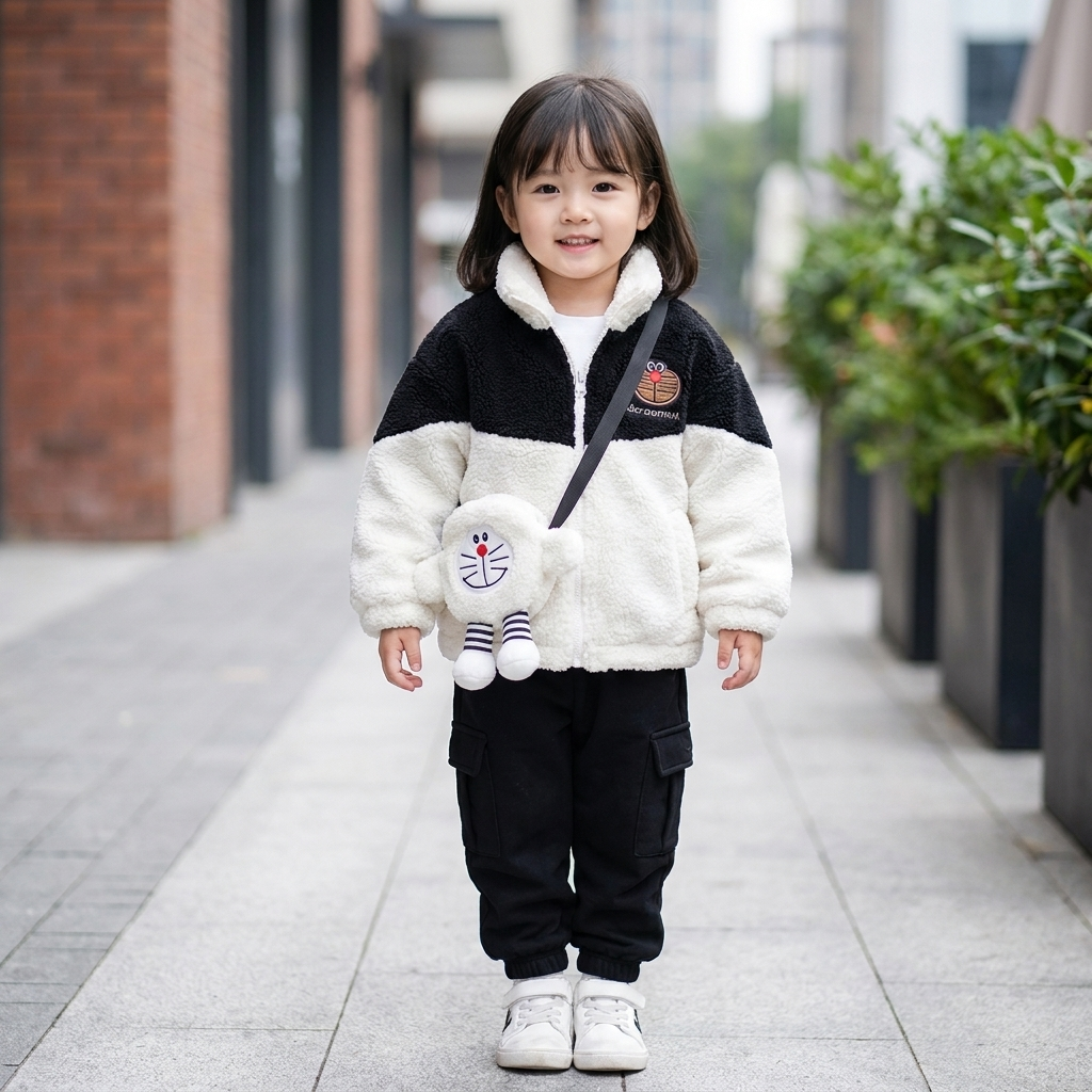 Kids Plush Character Jacket with Mini Bag – 5 Colors