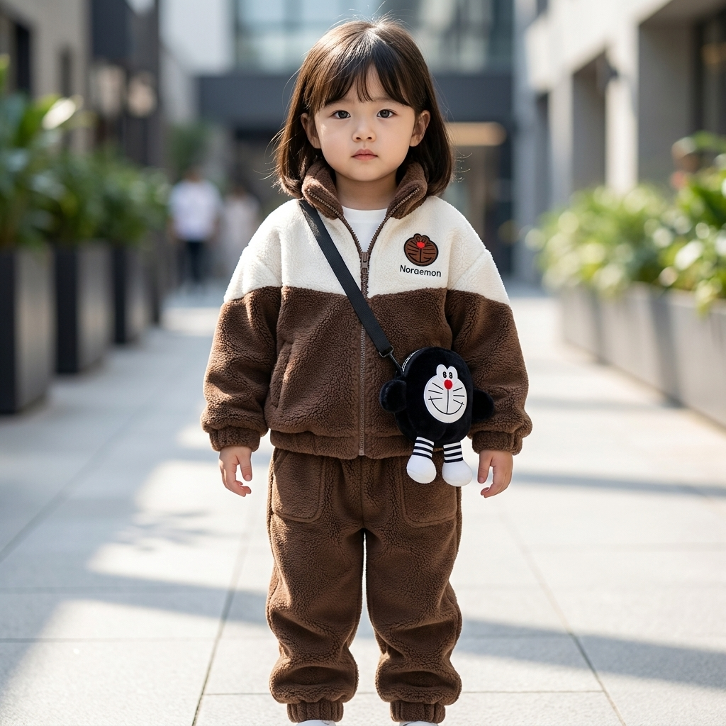 Kids Plush Character Jacket with Mini Bag – 5 Colors