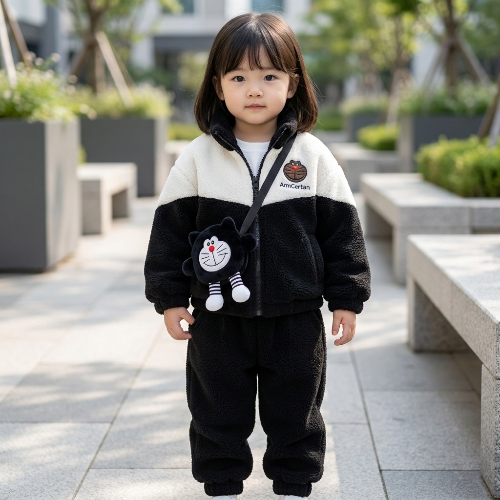 Kids Plush Character Jacket with Mini Bag – 5 Colors