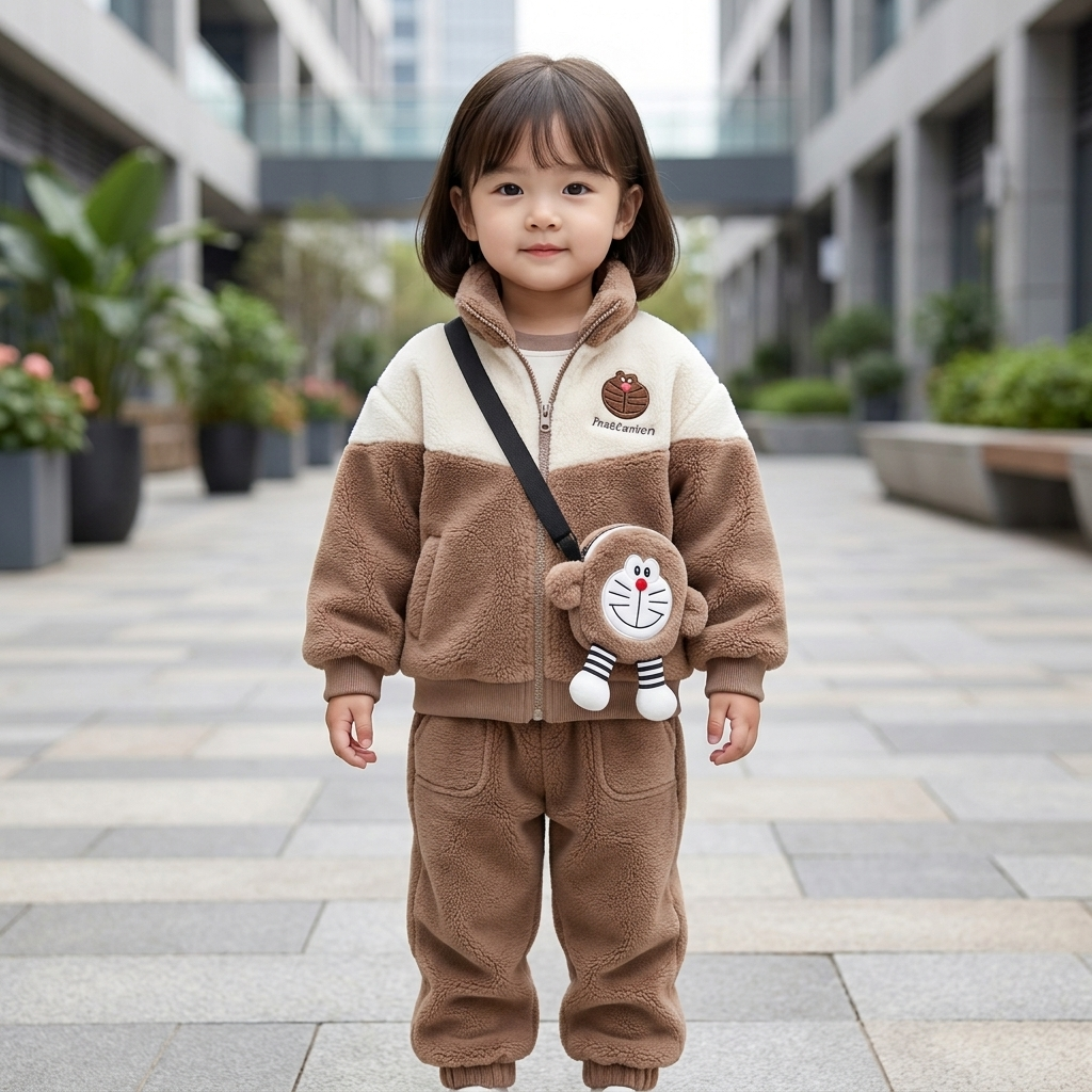 Kids Plush Character Jacket with Mini Bag – 5 Colors