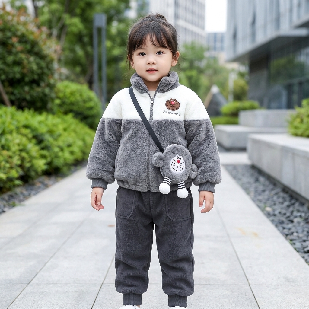 Kids Plush Character Jacket with Mini Bag – 5 Colors
