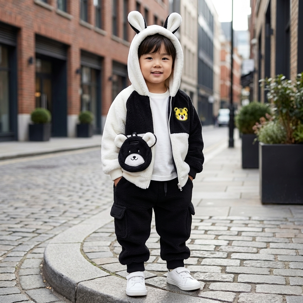 Kids Tiger Plush Hooded Jacket – 5 Colors