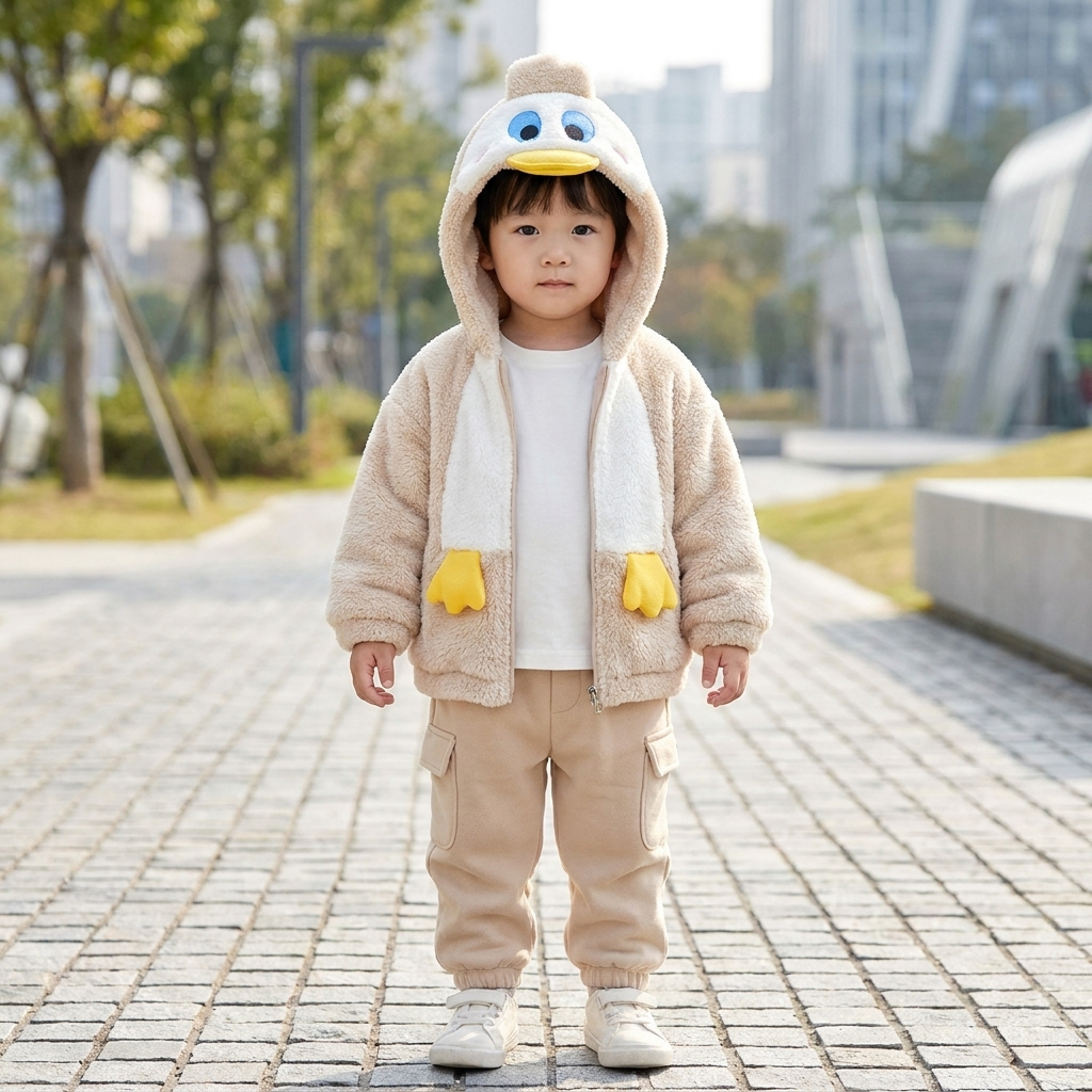 Kids Duck Plush Hooded Jacket – 5 Colors