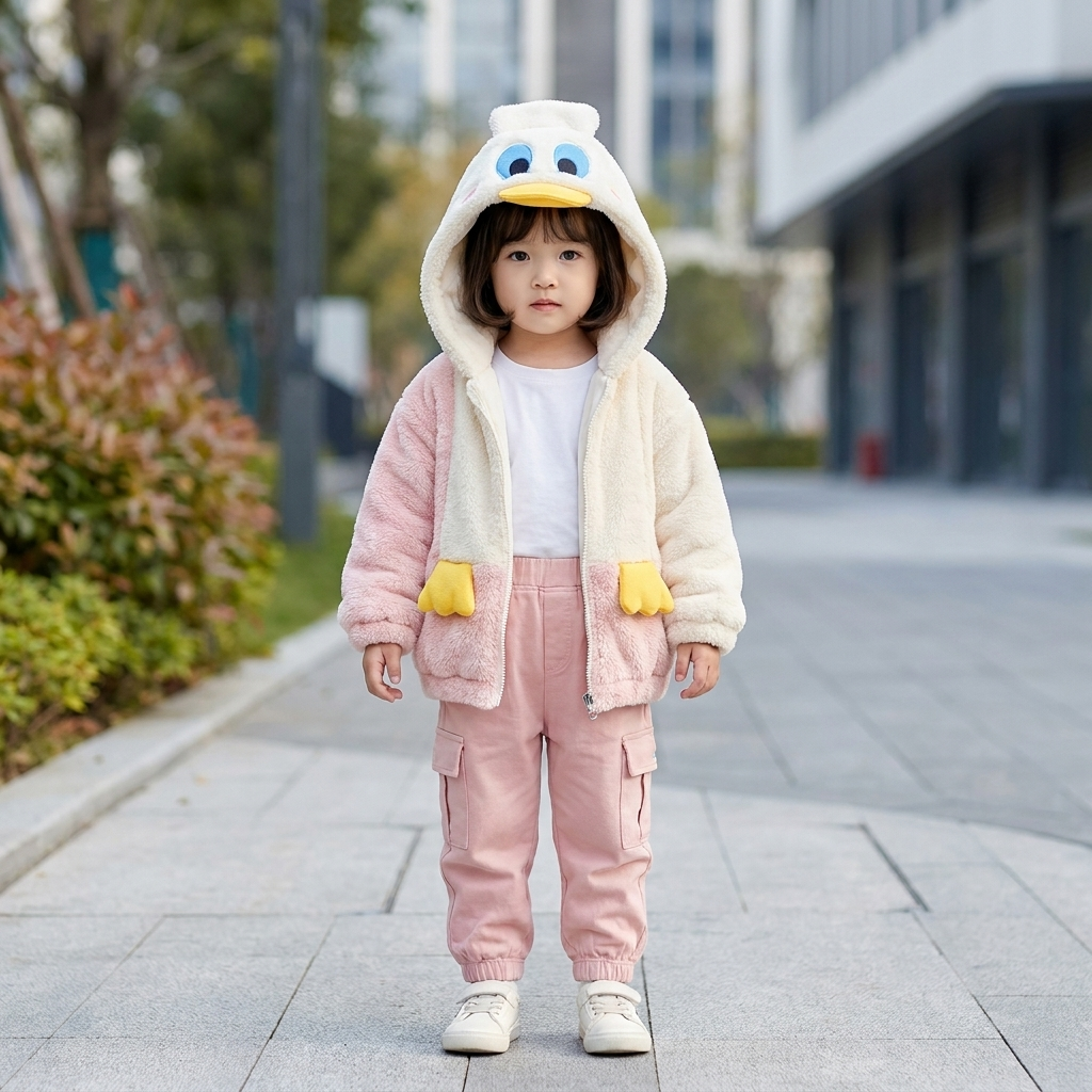 Kids Duck Plush Hooded Jacket – 5 Colors