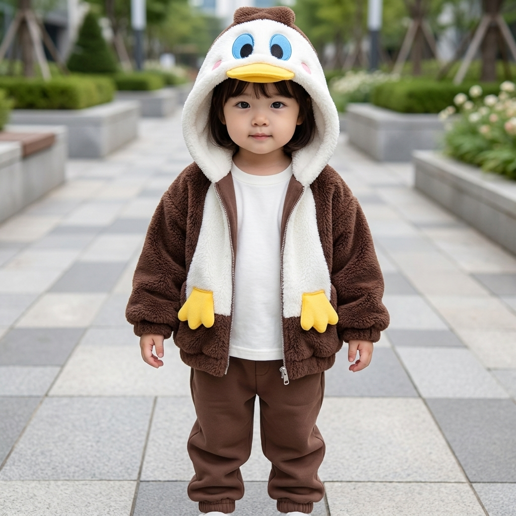 Kids Duck Plush Hooded Jacket – 5 Colors