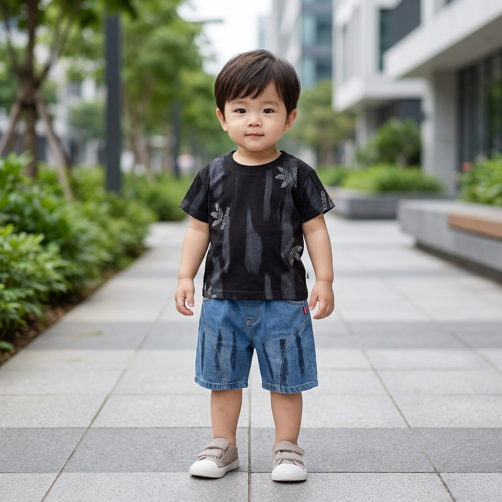 Urban Denim Shorts Set