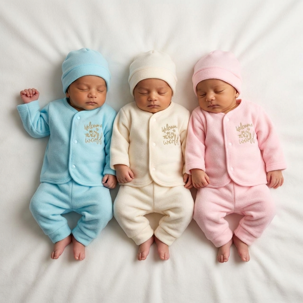 Pack of 3 Newborn Winter Fleece Sets – 4 Designs