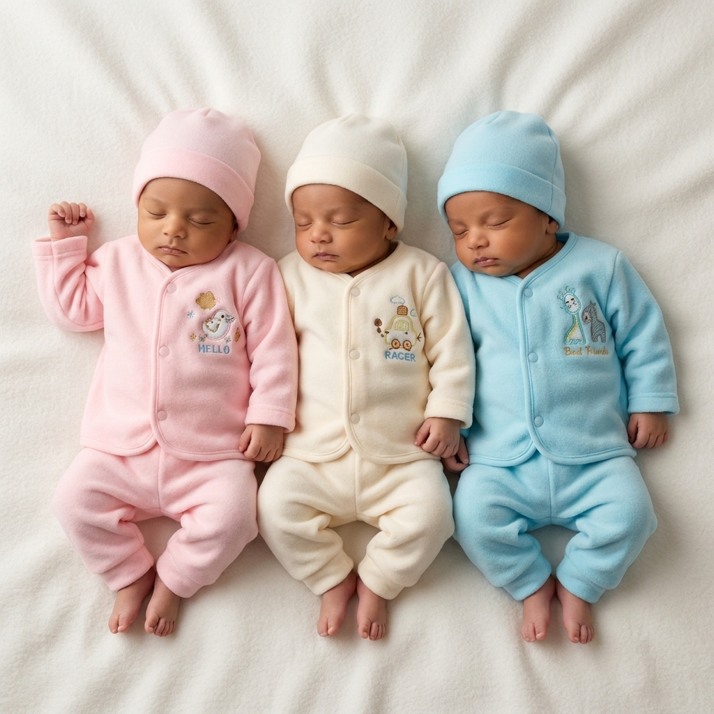 Pack of 3 Newborn Winter Fleece Sets – 4 Designs