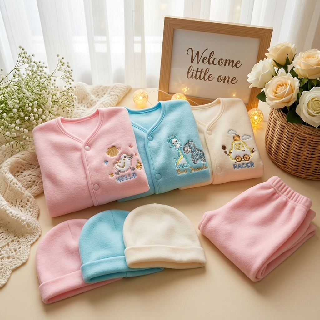 Pack of 3 Newborn Winter Fleece Sets – 4 Designs