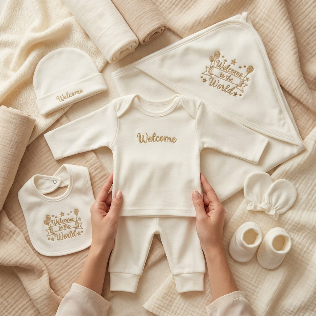 8-Piece Newborn Polar Fleece Starter Set – Silver & Golden