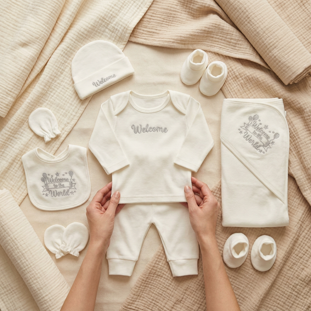 8-Piece Newborn Polar Fleece Starter Set – Silver & Golden