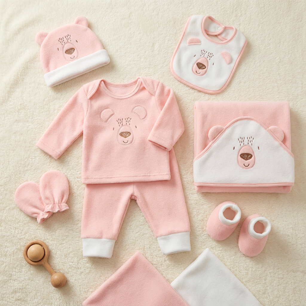 11-Piece Newborn Polar Fleece Starter Set – 3 Colors