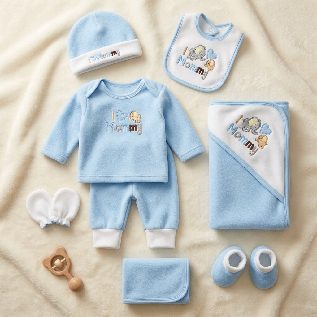 11-Piece Newborn Polar Fleece Starter Set – 3 Colors