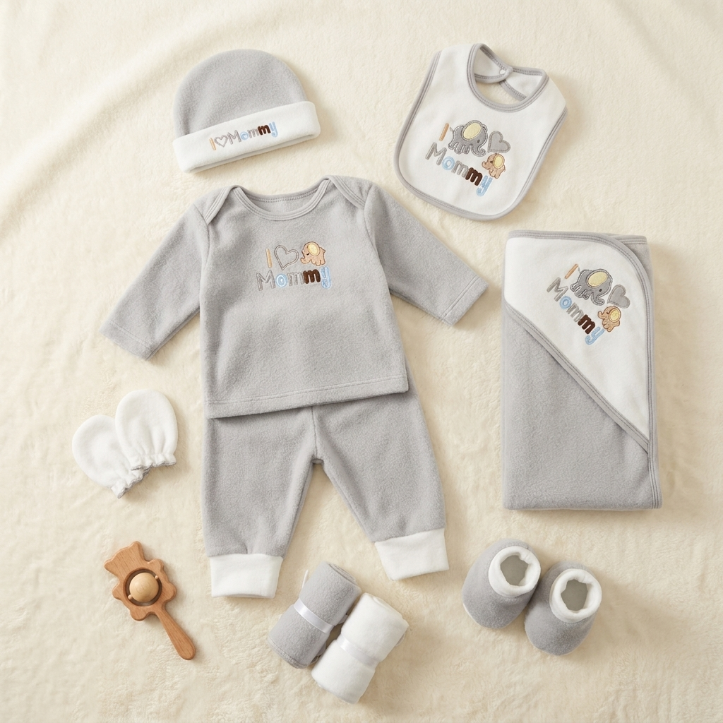 11-Piece Newborn Polar Fleece Starter Set – 3 Colors