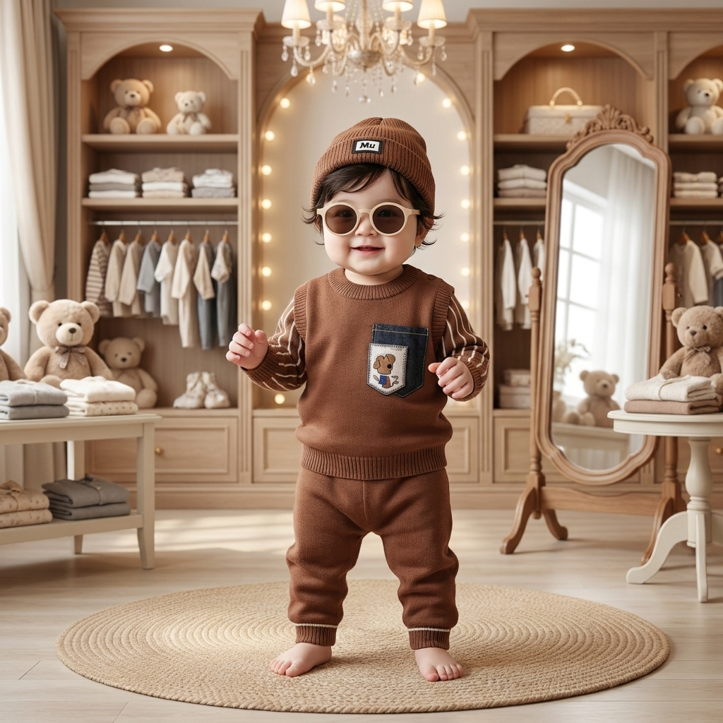 Boys 3-Piece Knitted Winter Set with Cap – 3 Colors