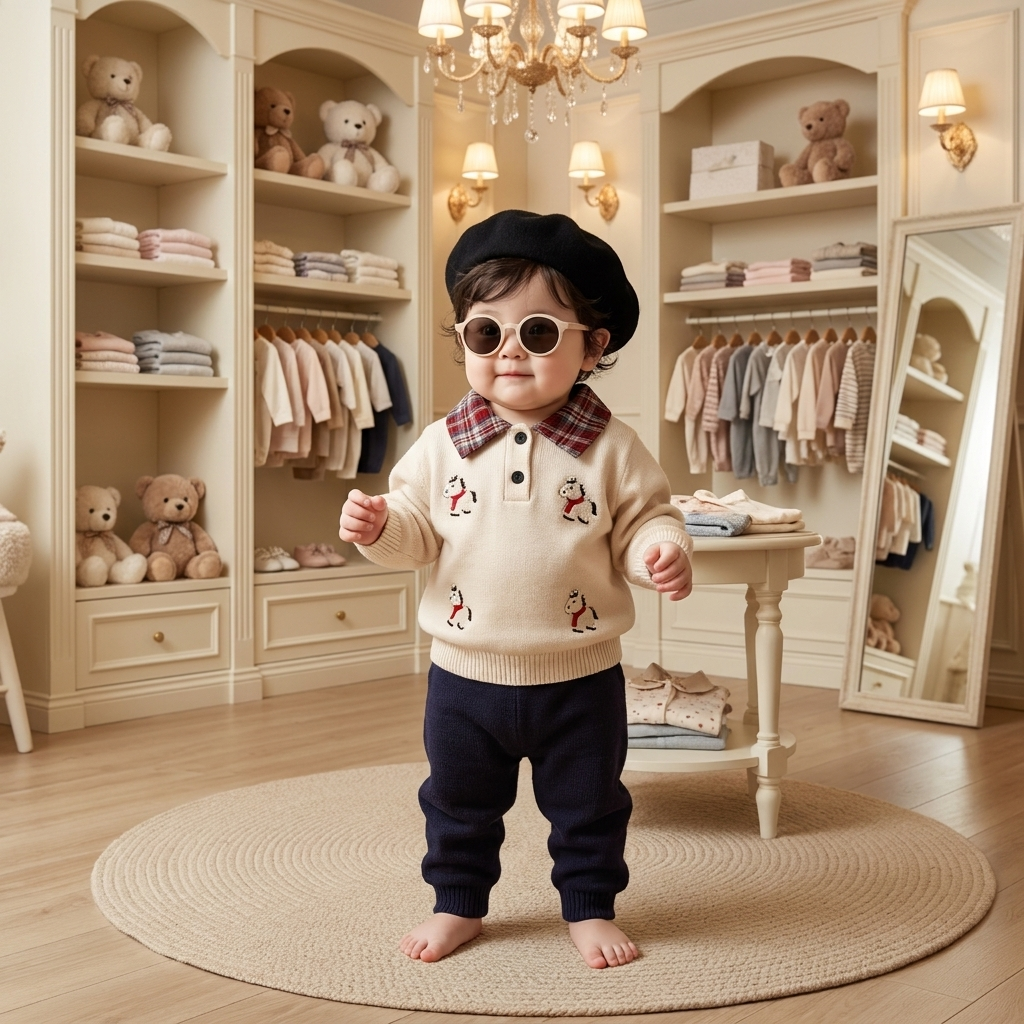 Baby 2-Piece Horse Knit Sweater & Trouser Set – 2 Colors