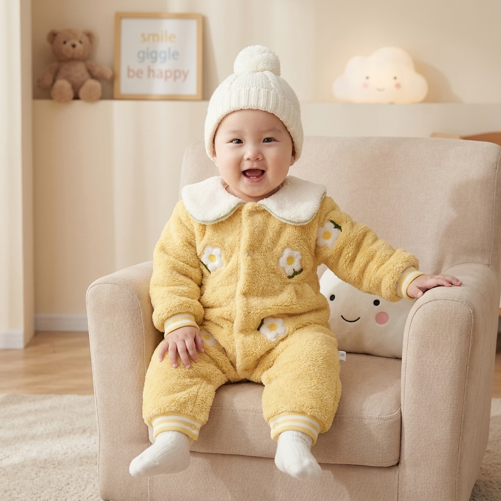 Baby Floral Fleece Winter Romper – 2 Colors