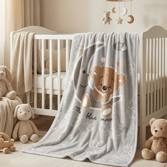 Moon Cuddle Teddy Plush Baby Blanket – 31×42 Inches