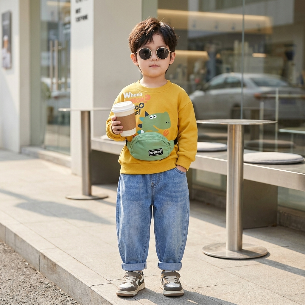 Boys Dinosaur Sweatshirt & Denim Jeans Set – 2 Colors